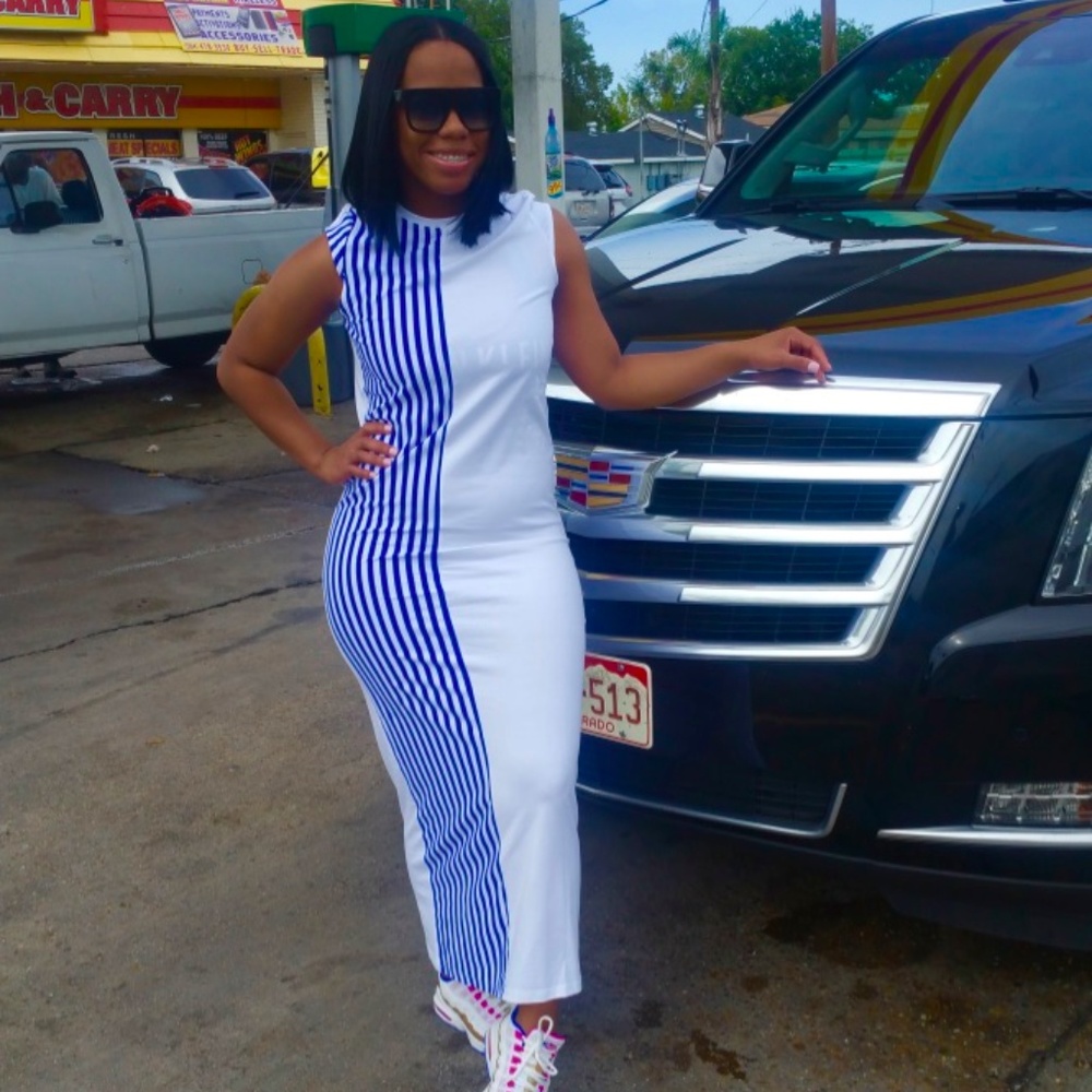 Striped Royal Blue and White dress